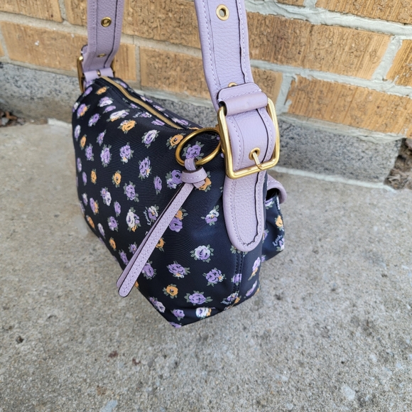 Coach Cargo Vintage Floral Rose Nylon Leather Turnlock Shoulder Bag - Picture 9 of 16